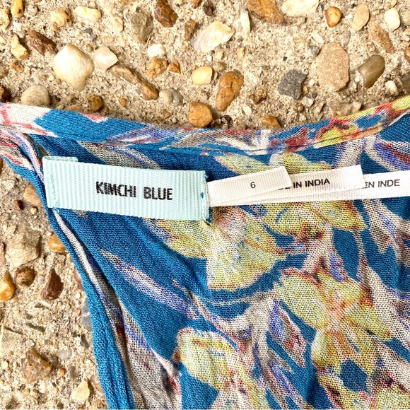 UO Kimchi Blue Boho Teal Floral Spring Lined Romper Size 6 - Picture 3 of 9